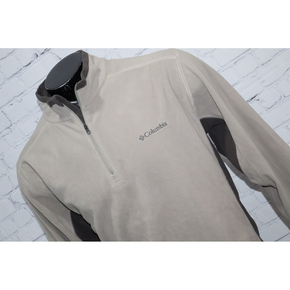 Columbia Soft Fleece Pullover Men XL Gray 1/4 Zip Two Tone Mock Neck Sweater
